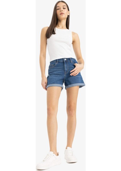 Yüksek Bel Dar Paça Jean Şort E0700AX25SM