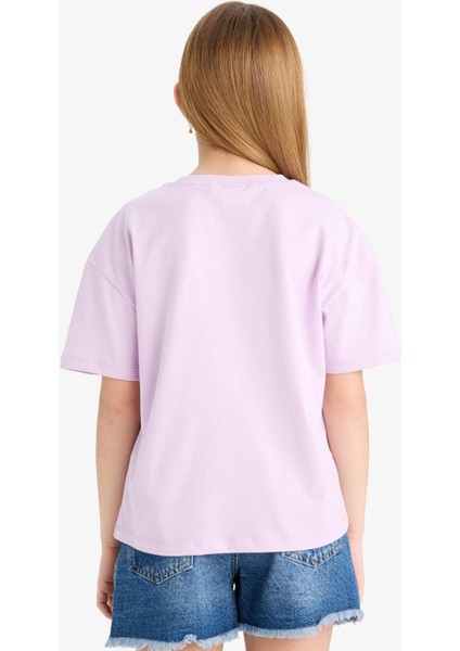 Kız Çocuk Disney Lilo & Stitch Relax Fit Bisiklet Yaka Kısa Kollu Tişört E2611A825SM