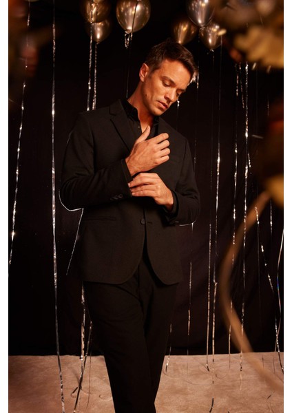 Slim Fit Dar Kesim Astarlı Düğmeli Blazer Ceket N0503AZ25SP