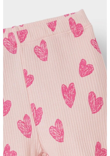 Kız Bebek 2'li Takım Desenli Fitilli Kaşkorse Kısa Kollu Tişört Şort