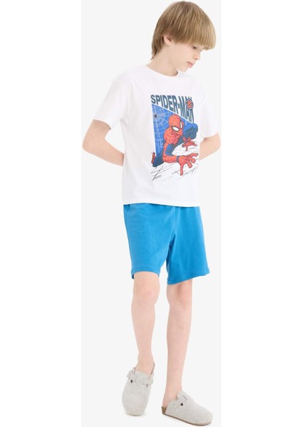 Erkek Çocuk Marvel Spiderman Pijama Takımı Kısa Kollu Üst Şort E0343A825SM