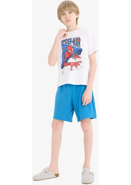 Erkek Çocuk Marvel Spiderman Pijama Takımı Kısa Kollu Üst Şort E0343A825SM