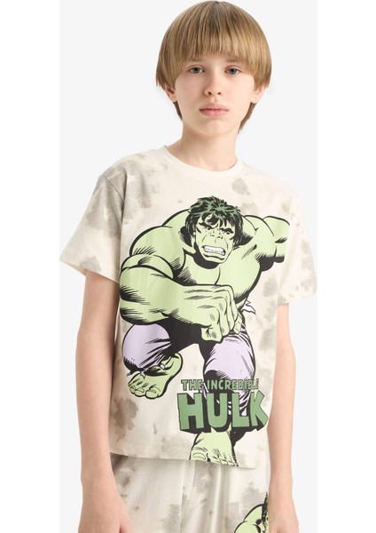Erkek Çocuk Marvel Comics Pijama Takımı Kısa Kollu Üst Beli Lastikli Şort E0344A825SM