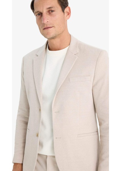 Slim Fit Dar Kesim Astarlı Düğmeli Blazer Ceket N0503AZ25SP
