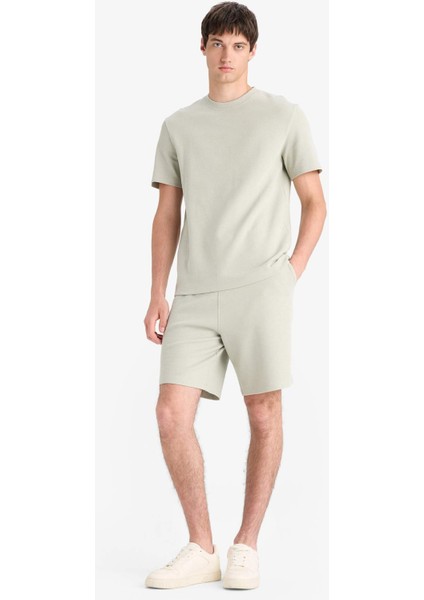 Regular Fit Dokulu Beli Bağcıklı Şort E2588AX25SM