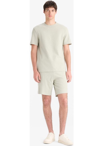 Regular Fit Dokulu Beli Bağcıklı Şort E2588AX25SM