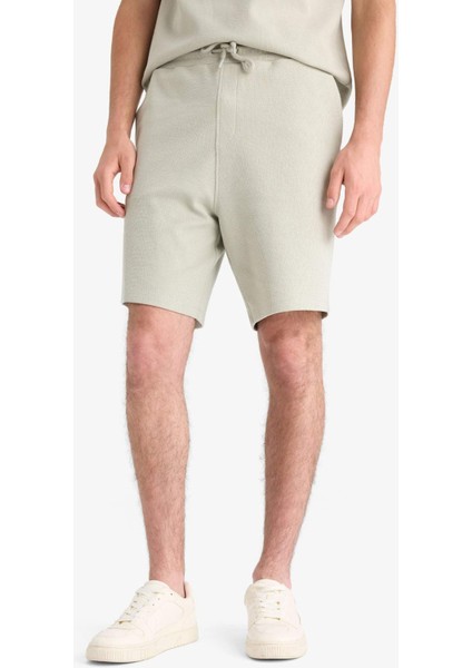 Regular Fit Dokulu Beli Bağcıklı Şort E2588AX25SM