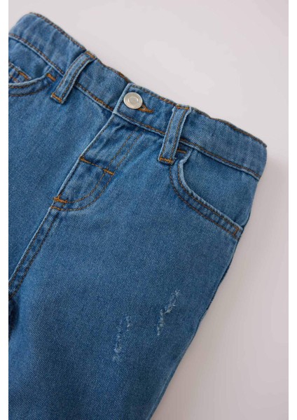 Erkek Bebek Beli Lastikli Düz Paça Jean Pantolon A4099A525SP