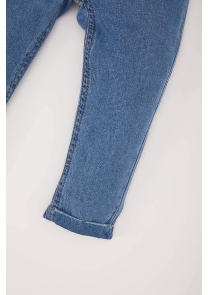 Erkek Bebek Beli Lastikli Düz Paça Jean Pantolon A4099A525SP