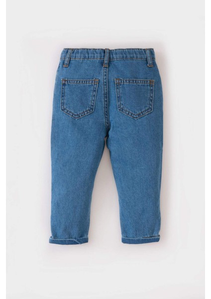 Erkek Bebek Beli Lastikli Düz Paça Jean Pantolon A4099A525SP