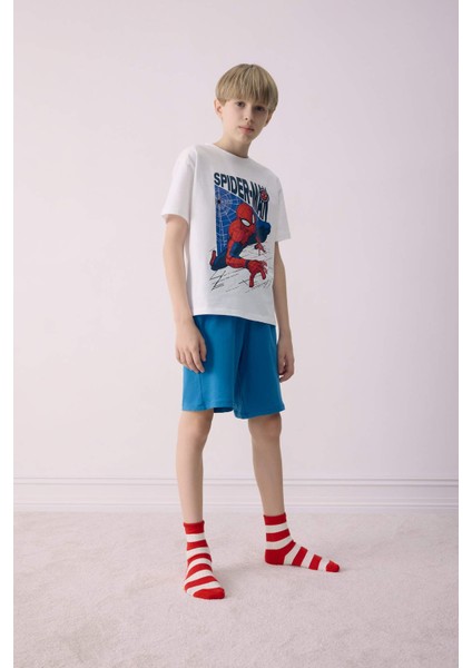 Erkek Çocuk Marvel Spiderman Pijama Takımı Kısa Kollu Üst Şort E0343A825SM