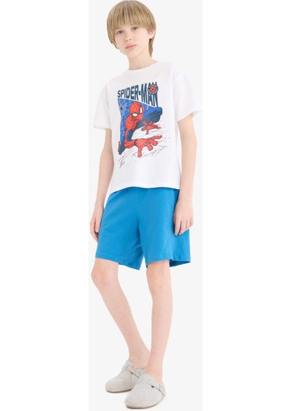 Erkek Çocuk Marvel Spiderman Pijama Takımı Kısa Kollu Üst Şort E0343A825SM