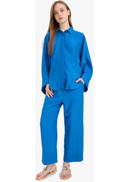 Harem Keten Karışımlı Geniş Paça Pantolon D9732AX25SM