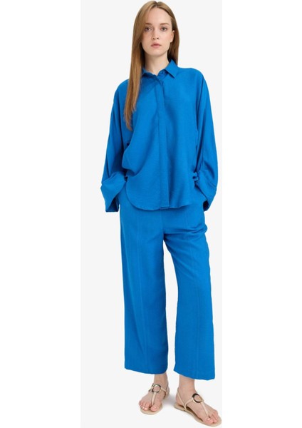 Harem Keten Karışımlı Geniş Paça Pantolon D9732AX25SM