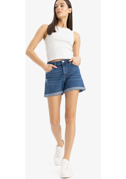 Yüksek Bel Dar Paça Jean Şort E0700AX25SM