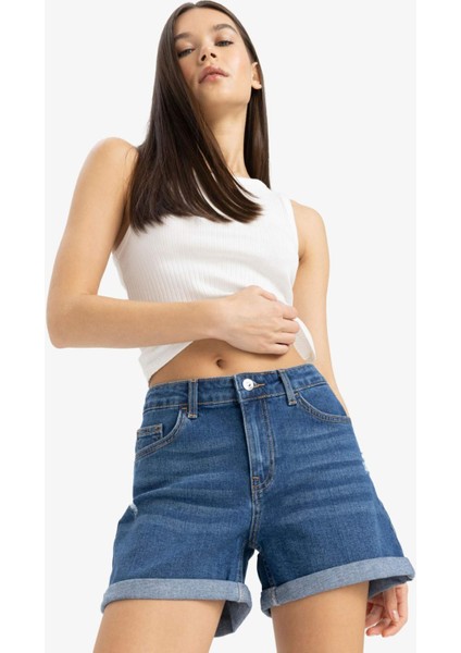 Yüksek Bel Dar Paça Jean Şort E0700AX25SM