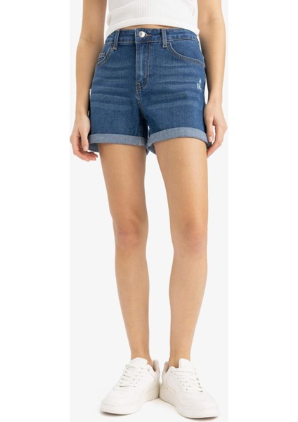 Yüksek Bel Dar Paça Jean Şort E0700AX25SM