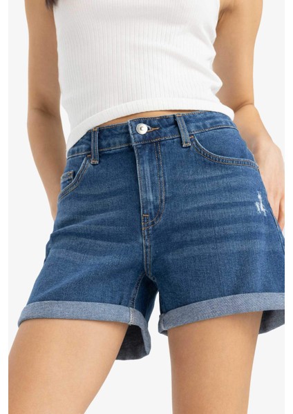 Yüksek Bel Dar Paça Jean Şort E0700AX25SM