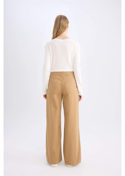 Coool Gabardin Pantolon Wide Leg Yüksek Bel Geniş Bol Paça