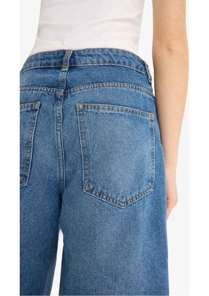 Yüksek Bel Jean Bermuda Şort E1603AX25SM