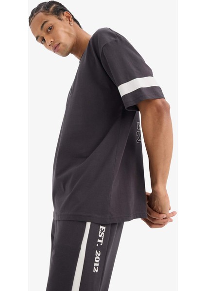 Fit NBA Brooklyn Nets Oversize Geniş Kalıp Bisiklet Yaka Sırt Baskılı Kısa Kollu Tişört E2183AX25SM