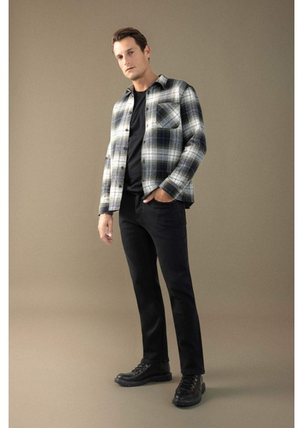 Regular Fit Polo Yaka Kareli Flanel Uzun Kollu Gömlek E2763AX24WN