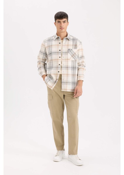 Regular Fit Polo Yaka Kareli Flanel Uzun Kollu Gömlek E2763AX24WN