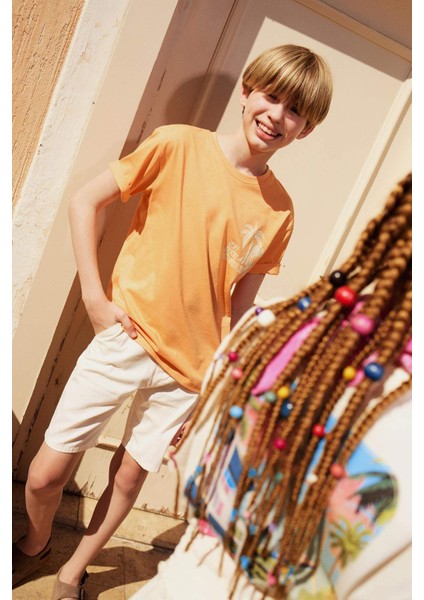 Erkek Çocuk Cepli Basic Düz Gabardin Şort C2955A825SM