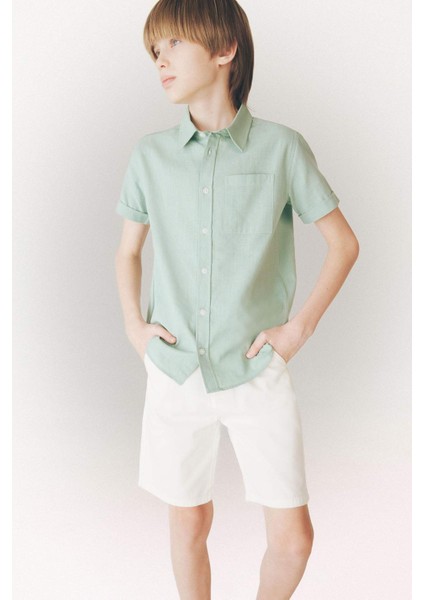 Erkek Çocuk Cepli Basic Düz Gabardin Şort C2955A825SM