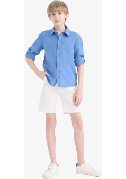 Erkek Çocuk Cepli Basic Düz Gabardin Şort C2955A825SM