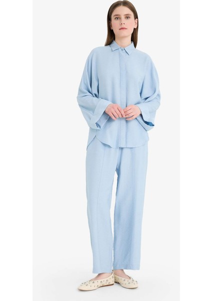Harem Keten Karışımlı Geniş Paça Pantolon D9732AX25SM