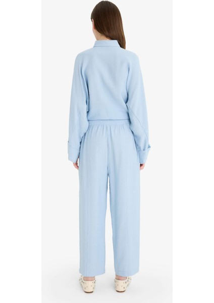 Harem Keten Karışımlı Geniş Paça Pantolon D9732AX25SM