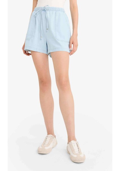 Yüksek Bel Yumuşak Jean Şort E0957AX25SM