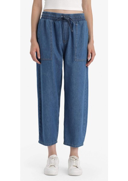 Pull On Carrot Fit Yüksek Bel Crop Fit Yumuşak Jean Pantolon E0954AX25SM