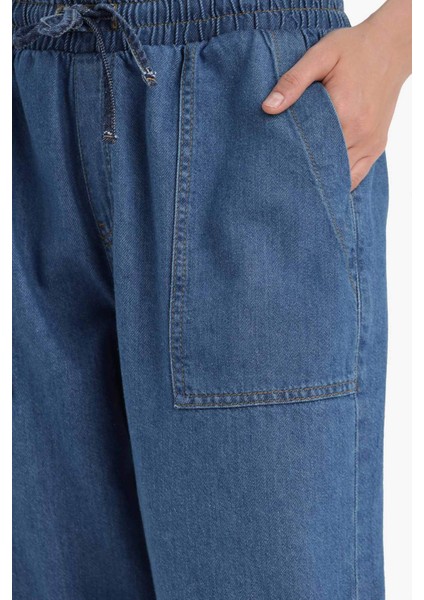 Pull On Carrot Fit Yüksek Bel Crop Fit Yumuşak Jean Pantolon E0954AX25SM