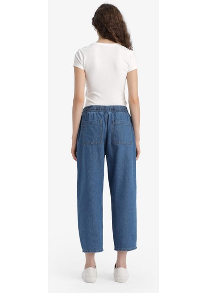 Pull On Carrot Fit Yüksek Bel Crop Fit Yumuşak Jean Pantolon E0954AX25SM