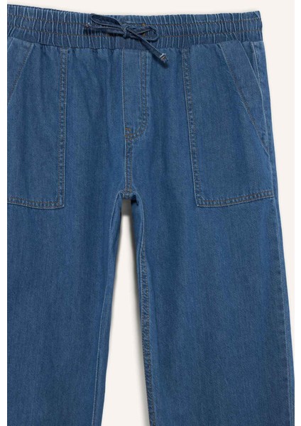 Pull On Carrot Fit Yüksek Bel Crop Fit Yumuşak Jean Pantolon E0954AX25SM