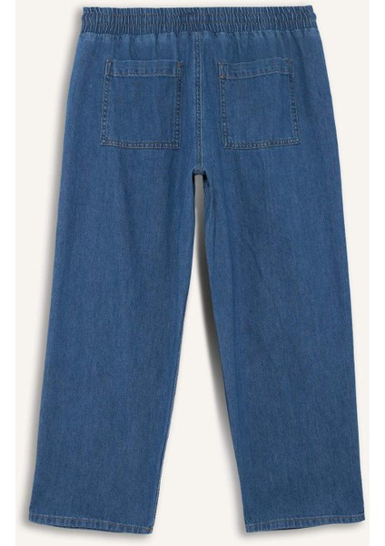 Pull On Carrot Fit Yüksek Bel Crop Fit Yumuşak Jean Pantolon E0954AX25SM