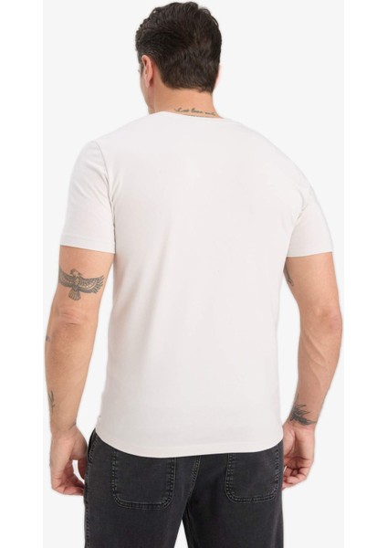 Slim Fit Dar Kesim Bisiklet Yaka Esnek Kumaş Kısa Kollu Tişört E2635AX25SM