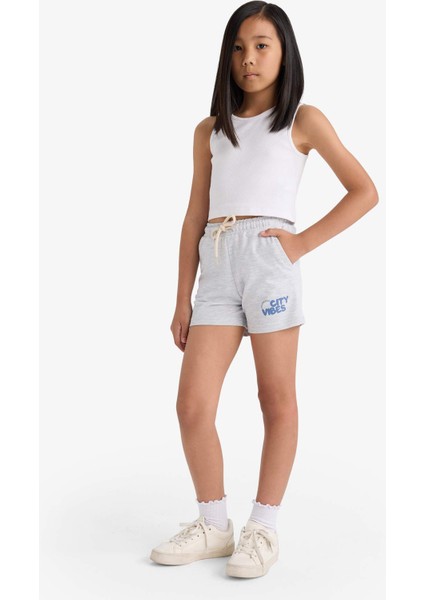 Kız Çocuk Baskılı Beli Lastikli 2'li Şort Z8047A625SM