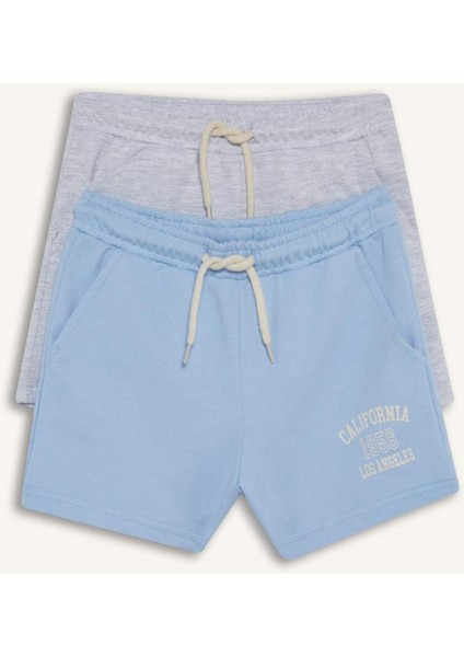 Kız Çocuk Baskılı Beli Lastikli 2'li Şort Z8047A625SM