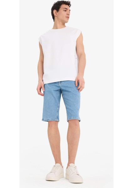 %100 Pamuk Boxy Fit Bisiklet Yaka Baskılı Atlet C5040AX25HS