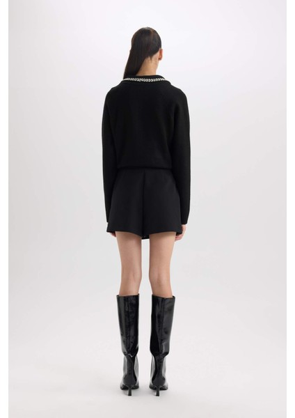 Yüksek Bel Düz Paça Şort Etek E2647AX24AU