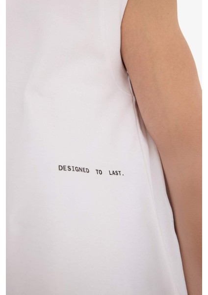 %100 Pamuk Boxy Fit Bisiklet Yaka Baskılı Atlet C5040AX25HS