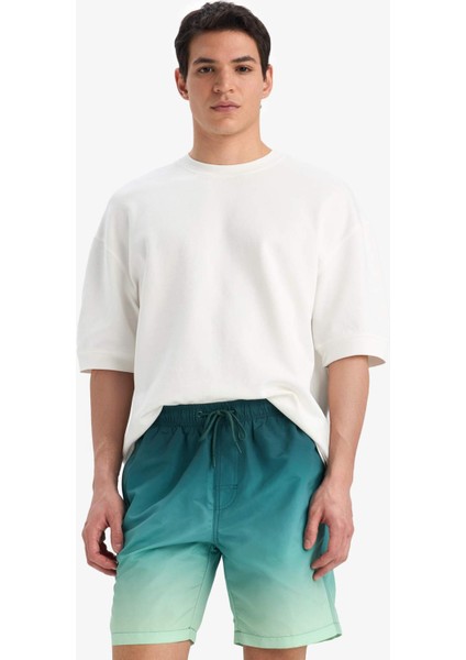 Regular Fit Degrade Baskılı File Astarlı Diz Üstü Deniz Şortu Z6873AZ25HS