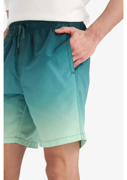 Regular Fit Degrade Baskılı File Astarlı Diz Üstü Deniz Şortu Z6873AZ25HS