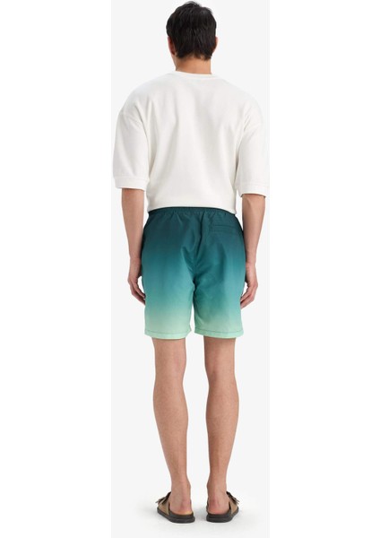 Regular Fit Degrade Baskılı File Astarlı Diz Üstü Deniz Şortu Z6873AZ25HS