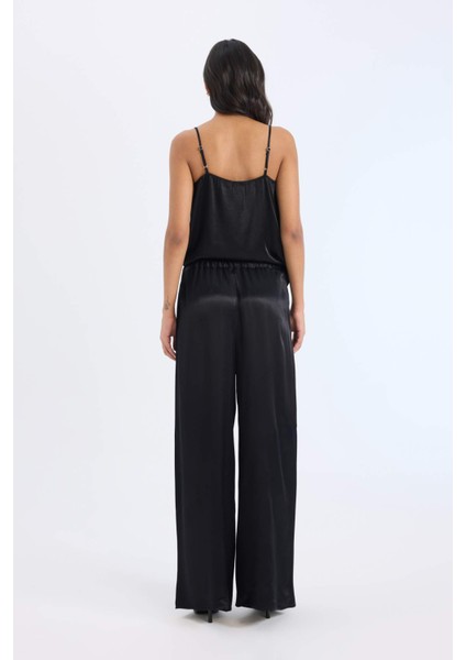 Wide Leg Saten Kumaş Pantolon Yüksek Bel Geniş Bol Paça E3021AX24AU