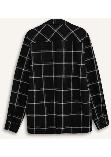 Regular Fit Polo Yaka Kareli Flanel Uzun Kollu Gömlek E2763AX24WN