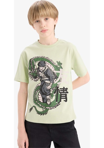 Erkek Çocuk Bisiklet Yaka Anime Baskılı Kısa Kollu Tişört D9279A825SM